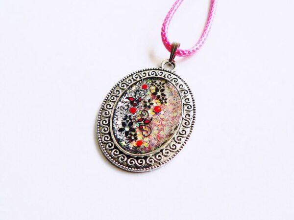 Růžový třpytivý náhrdelník N5648