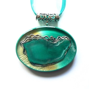 Náhrdelník zelený achát autorský šperk